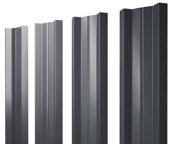 Евроштакетник двусторонний М-образный 0,4x110 мм серый RAL 7024 1м